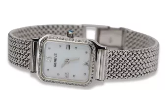Zegarek z białego złota 14k damską  z bransoletą Geneve lw055wdw&lbw003w