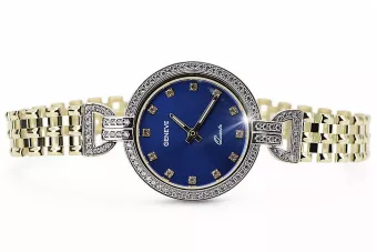 Prześliczny 14k złoty damski zegarek Geneve lw005ydbl