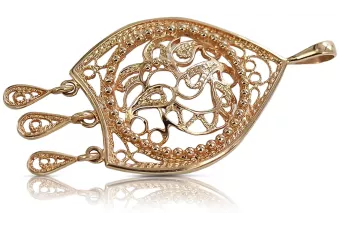 Russische Rose Rosa Sowjetische 14k 585 Gold UdSSR Vintage Anhänger vpn020