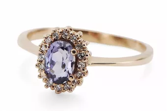 Оригинальный Vintage 14K Розовое золото Александритовое кольцо Винтажный crc009r