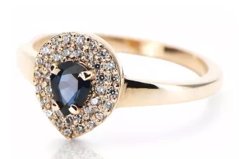 Кольцо 14K сапфир оригинальное розовое золото crc011r