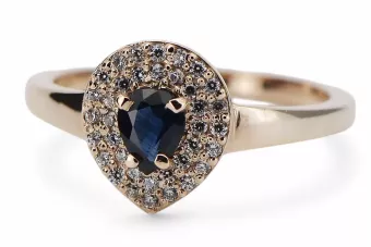 Кольцо 14K сапфир оригинальное розовое золото crc011r