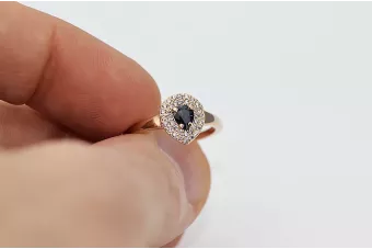 Кільце з 14-каратним сапфіром оригінальне рожеве золото crc011r