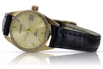 Złoty zegarek damski 14k z BRYLANTAMI 0.25ct Geneve lwd078ydy