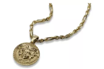 Medalion în stil grecesc & Corda Figaro 14k lanț de aur cpn049y&cc082y