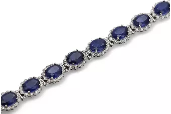 Złota bransoletka tenisowa 14k 585 z szafirami i brylantami tbd001w