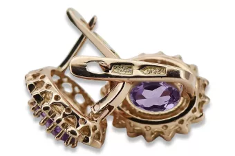 Vintage rose pink 14k 585 gold amethyst earrings vec125 Vintage