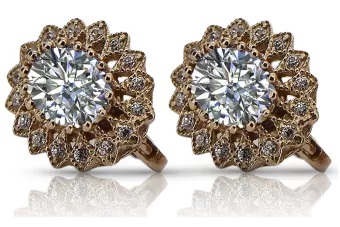 copy of Boucles d’oreilles en or rose soviétique russe 14k 585 vec033 alexandrite rubis émeraude saphir ...