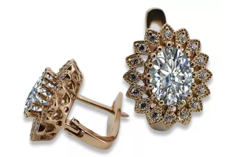 Русские советские розовые серьги из золота 14 карат 585 с цирконом vec125 Vintage