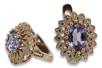 Cercei alexandrit din aur de 14k 585 roz trandafir vintage vec125 Vintage