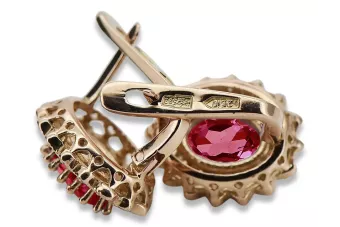 Vintage rose pink 14k 585 gold ruby earrings vec125 Vintage