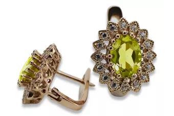 copy of Boucles d’oreilles en or rose soviétique russe 14k 585 vec033 alexandrite rubis émeraude saphir ...