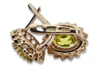 Vintage kolczyki z różowego czerwonego 14k złota 585 z peridotem vec125 Vintage
