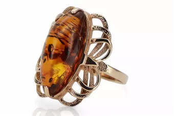 Rose russe rose soviétique rouge 585 583 or amber ring vrab008
