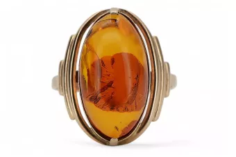 Russian rose Soviet pink USSR red 585 583 gold amber ring vrab004