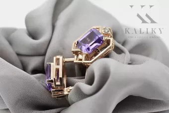 Boucles d'oreilles en alexandrite rose 14 carats 585, style vintage russe soviétique vec020r