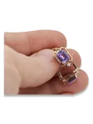 Boucles d'oreilles en alexandrite rose 14 carats 585, style vintage russe soviétique vec020r