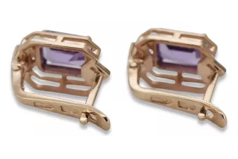Rose rosa 14k 585 gold alexandrite diamant Ohrringe vec020r Vintage russischer Sowjetstil