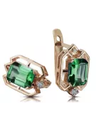 Emerald diamonds Vintage Earrings craft Original 14K Rose Gold vec020r