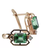 Emerald diamonds Vintage Earrings craft Original 14K Rose Gold vec020r