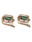 Emerald diamonds Vintage Earrings craft Original 14K Rose Gold vec020r