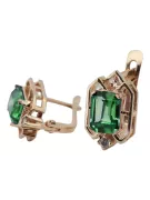 Emerald diamonds Vintage Earrings craft Original 14K Rose Gold vec020r