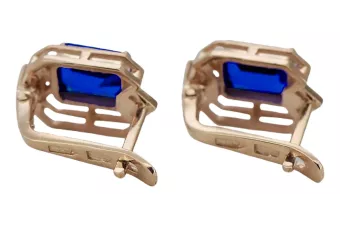 Kolczyki Vintage Biżuteria z różowego 14k złota 585 z szafirem i diamentem vec020r