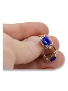 Sapphire diamonds Vintage Earrings craft Original 14K Rose Gold vec020r