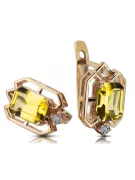 Yellow peridot diamonds Vintage Earrings craft Original 14K Rose Gold vec020r