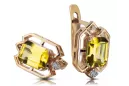 Yellow peridot diamonds Vintage Earrings craft Original 14K Rose Gold vec020r