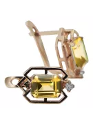 Yellow peridot diamonds Vintage Earrings craft Original 14K Rose Gold vec020r