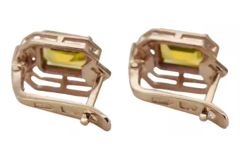 Yellow peridot diamonds Vintage Earrings craft Original 14K Rose Gold vec020r