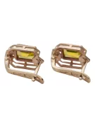 Yellow peridot diamonds Vintage Earrings craft Original 14K Rose Gold vec020r