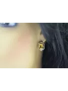 Diamantes de peridoto amarillo Pendientes vintage artesanía Original 14K Rose Gold vec020r