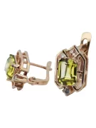 Yellow peridot diamonds Vintage Earrings craft Original 14K Rose Gold vec020r