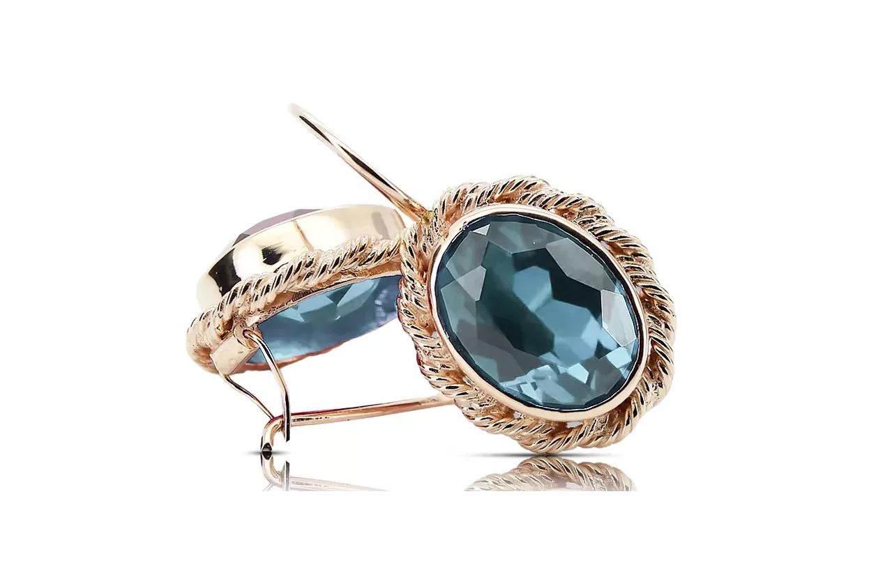 Aquamarine Original 14K Rose Gold Vintage style earrings vec007r Aquamarine Original 14K Rose Gold Vintage style earrings vec007r