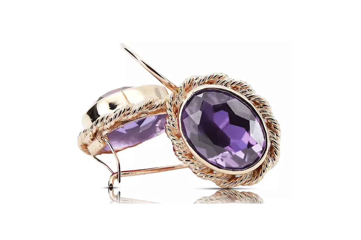 Boucles d'oreilles rose 14k 585 or alexandrite vec007 Vintage russe style soviétique Boucles d'oreilles rose 14k 585 or alexandrite vec007 Vintage russe style soviétique