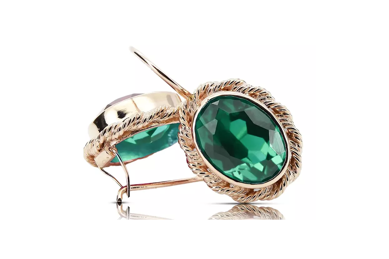 Original Vintage 14K Rose Gold Emerald earrings craft vec007r Original Vintage 14K Rose Gold Emerald earrings craft vec007r