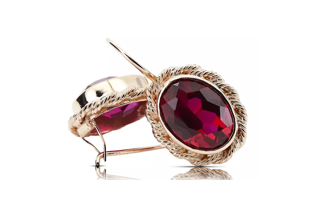 Vintage style Ruby earrings Original 14K Rose Gold vec007r Vintage style Ruby earrings Original 14K Rose Gold vec007r