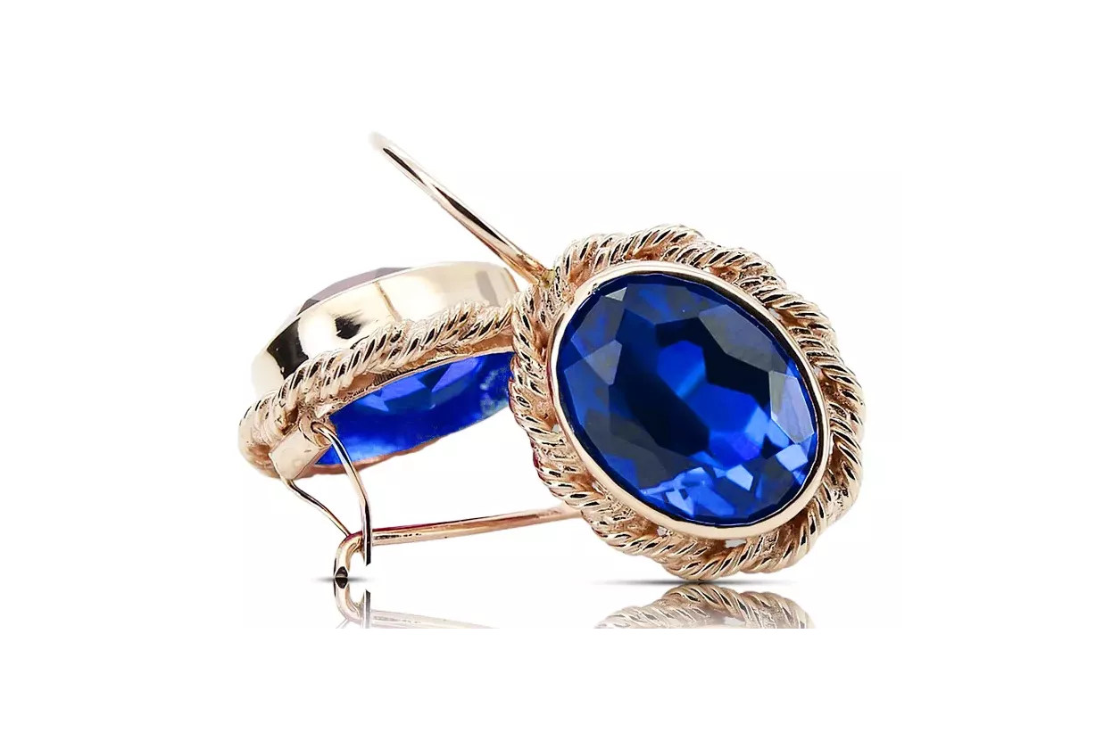Vintage Jewlery earrings Sapphire 14K Rose Gold vec007r Vintage Jewlery earrings Sapphire 14K Rose Gold vec007r