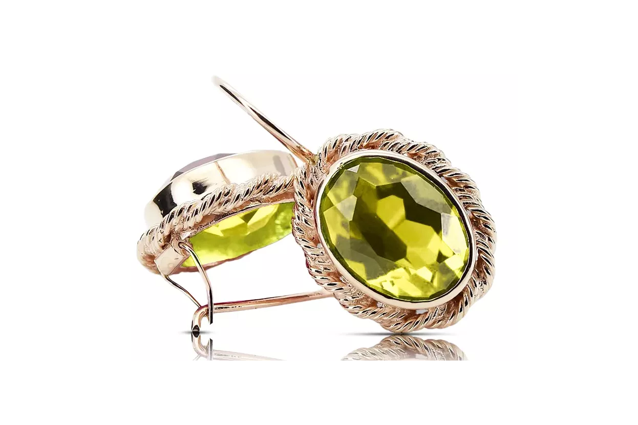 Original 14K Rose Gold Yellow Peridot Vintage earrings vec007r Original 14K Rose Gold Yellow Peridot Vintage earrings vec007r
