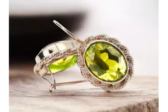 Żółty Perydot Oryginalny wyrób Vintage 14k z różowego złota kolczyki unikatowe vec007r