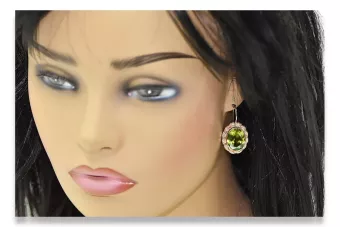 Boucles d'oreilles vintage originales en or rose 14 carats avec péridot jaune vec007r