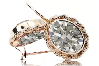 Des boucles d'oreilles Zircon Or rose 14 carats vintage d'origine Artisanat vintage vec007r
