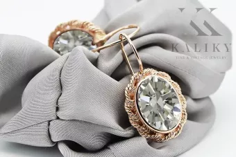 Des boucles d'oreilles Zircon Or rose 14 carats vintage d'origine Artisanat vintage vec007r
