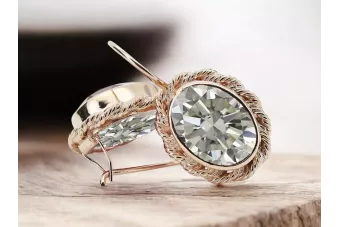 Des boucles d'oreilles Zircon Or rose 14 carats vintage d'origine Artisanat vintage vec007r