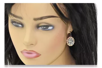 Des boucles d'oreilles Zircon Or rose 14 carats vintage d'origine Artisanat vintage vec007r