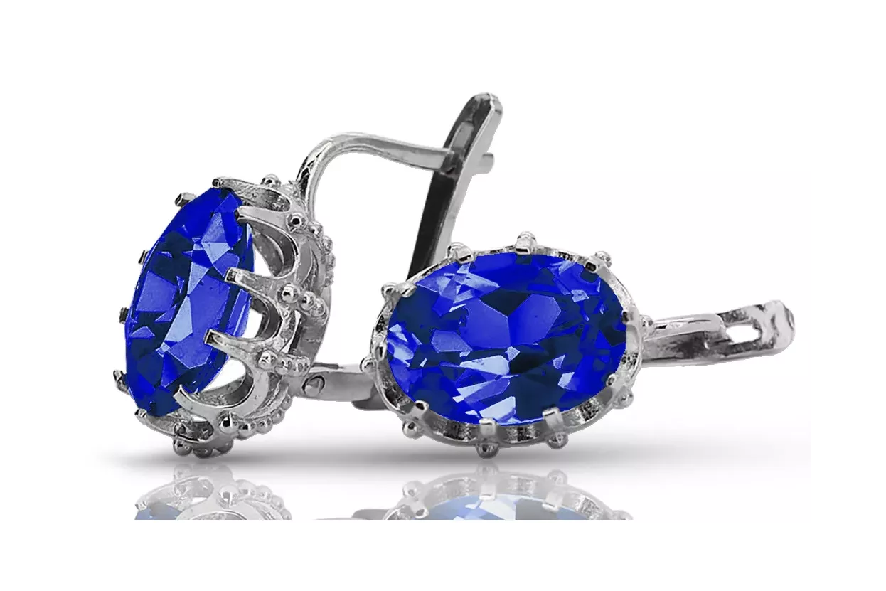 Russe soviétique 925 argent sterling Alexandrite Rubis Émeraude Saphir Aigue-marine Zircon ... Boucles d’oreilles VEC079S