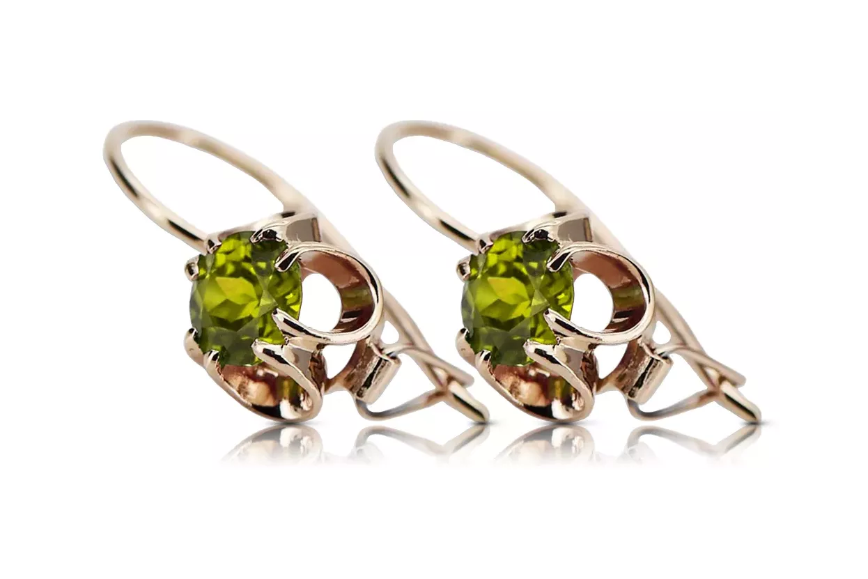 Original vintage din aur roz de 14k Peridot galben Cercei Stil Vintage vec035r Original vintage din aur roz de 14k Peridot galben Cercei Stil Vintage vec035r