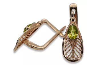 Vintage kolczyki z różowego czerwonego 14k złota 585 z peridotem vec067 Vintage